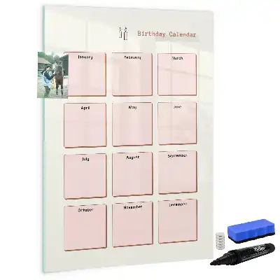 Magnetic birthday calendar with magnetic erasable board
