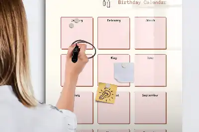 Magnetic birthday calendar with magnetic erasable board