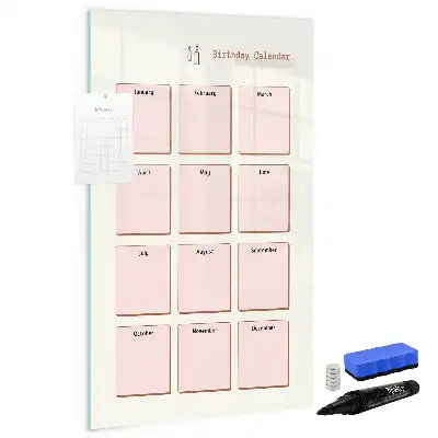 Magnetic birthday calendar with magnetic erasable board