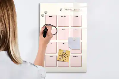 Magnetic birthday calendar with magnetic erasable board