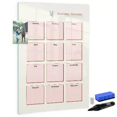 Magnetic birthday calendar with magnetic erasable board