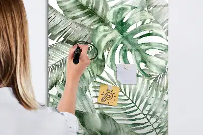 Magnetic writing board watercolor leaves pattern