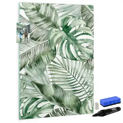 Magnetic writing board watercolor leaves pattern