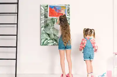 Magnetic writing board watercolor leaves pattern