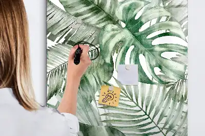 Magnetic writing board watercolor leaves pattern