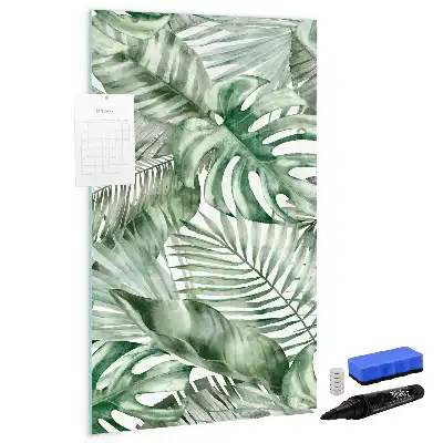 Magnetic writing board watercolor leaves pattern