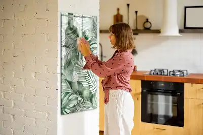 Magnetic writing board watercolor leaves pattern