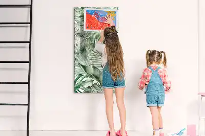 Magnetic writing board watercolor leaves pattern