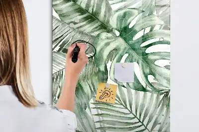Magnetic writing board watercolor leaves pattern