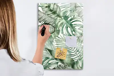 Magnetic writing board watercolor leaves pattern