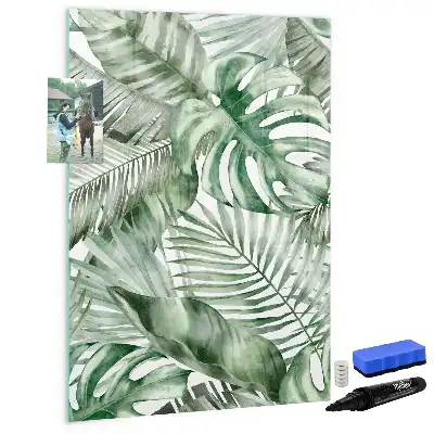 Magnetic writing board watercolor leaves pattern