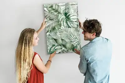 Magnetic writing board watercolor leaves pattern