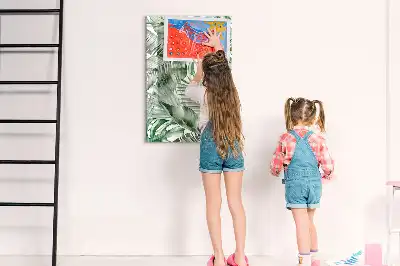 Magnetic writing board watercolor leaves pattern