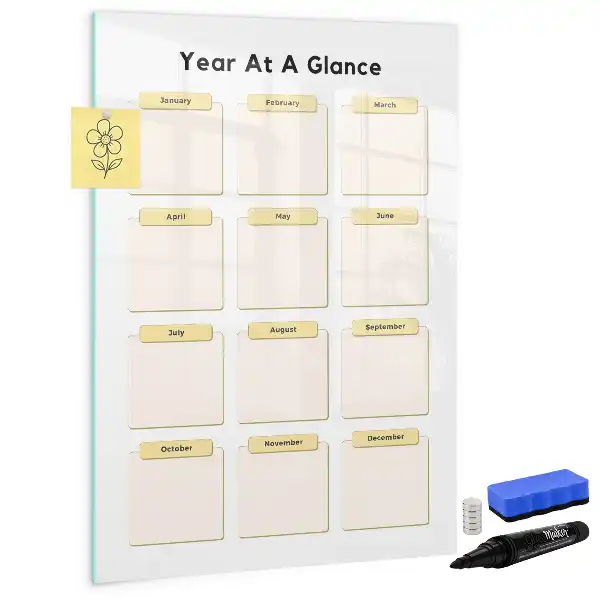 Magnetic whiteboard yearly planner