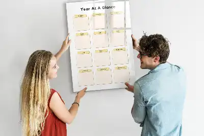 Magnetic whiteboard yearly planner