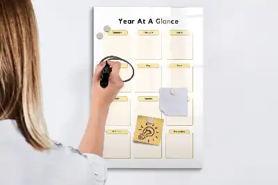 Magnetic whiteboard yearly planner
