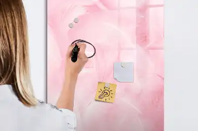 Magnetic dry erase board with delicate feathers design