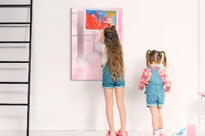 Magnetic dry erase board with delicate feathers design