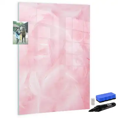 Magnetic dry erase board with delicate feathers design