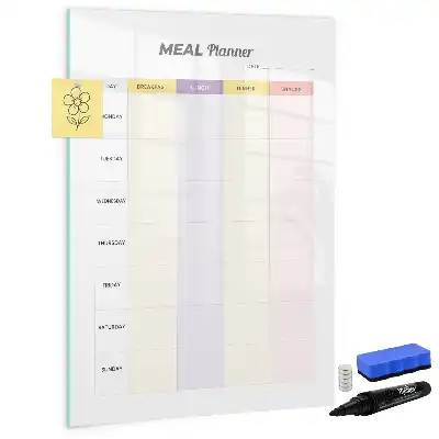 Magnetic meal planner whiteboard with magnetic erase surface