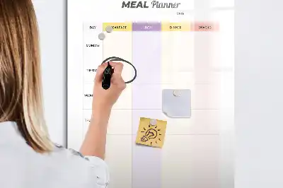 Magnetic meal planner whiteboard with magnetic erase surface