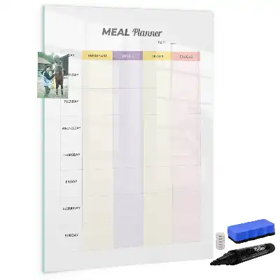 Magnetic meal planner whiteboard with magnetic erase surface