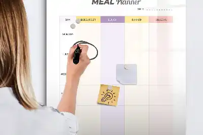 Magnetic meal planner whiteboard with magnetic erase surface
