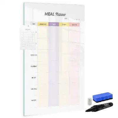 Magnetic meal planner whiteboard with magnetic erase surface
