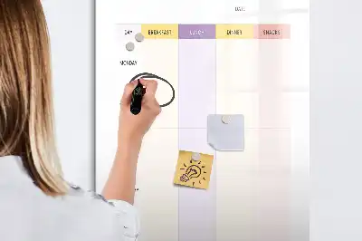 Magnetic meal planner whiteboard with magnetic erase surface