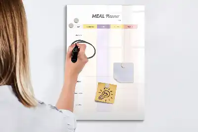 Magnetic meal planner whiteboard with magnetic erase surface