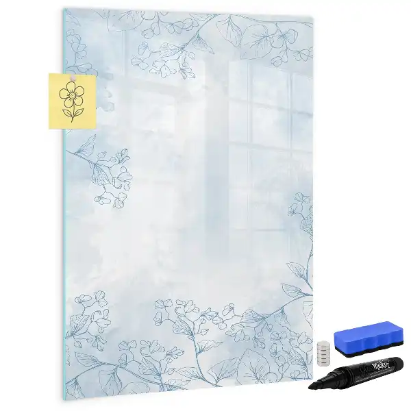 Magnetic dry erase board flower sketch design