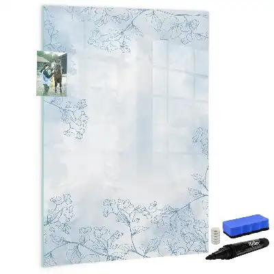 Magnetic dry erase board flower sketch design