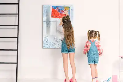 Magnetic dry erase board flower sketch design