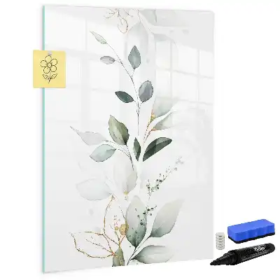 Magnetic dry erase board reed leaves print