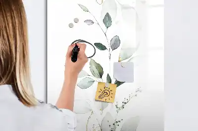 Magnetic dry erase board reed leaves print