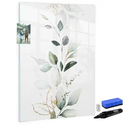 Magnetic dry erase board reed leaves print