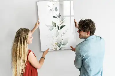 Magnetic dry erase board reed leaves print