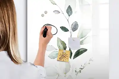 Magnetic dry erase board reed leaves print