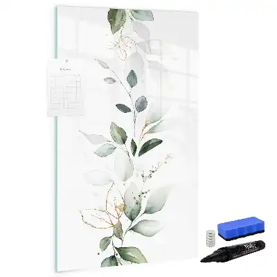 Magnetic dry erase board reed leaves print