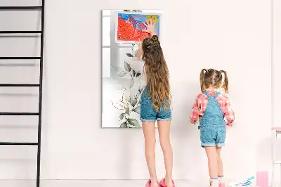 Magnetic dry erase board reed leaves print
