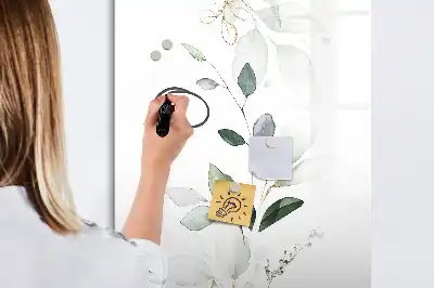 Magnetic dry erase board reed leaves print