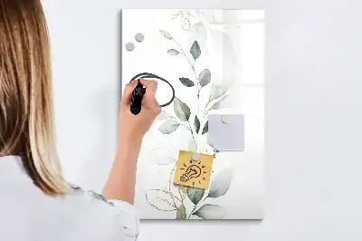 Magnetic dry erase board reed leaves print