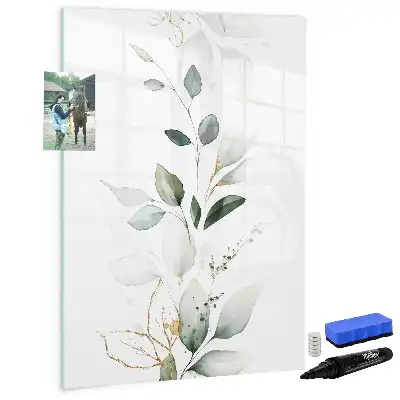 Magnetic dry erase board reed leaves print