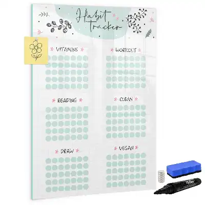 Magnetic habit tracker dry erase board with magnetic surface