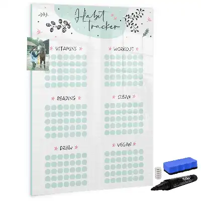 Magnetic habit tracker dry erase board with magnetic surface