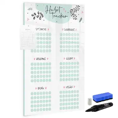Magnetic habit tracker dry erase board with magnetic surface