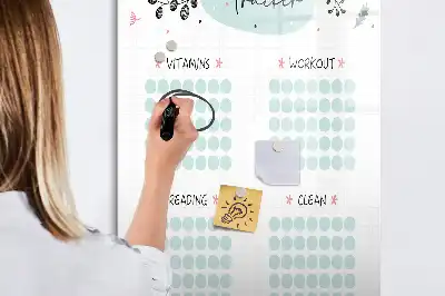 Magnetic habit tracker dry erase board with magnetic surface