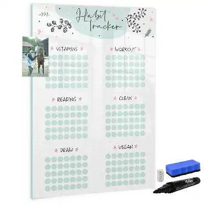 Magnetic habit tracker dry erase board with magnetic surface