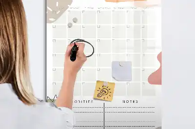 Monthly planner magnetic dry erase board
