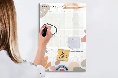 Monthly planner magnetic dry erase board
